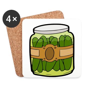 Gewürzgurken Glas Geschenk Idee - Untersetzer (4er-Set) - Weiß - Vorne
