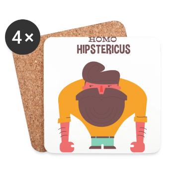 HIPSTER MENSCH- Cartoon Comicfigur Hipsta Geschenk - Untersetzer (4er-Set) - Weiß - Vorne