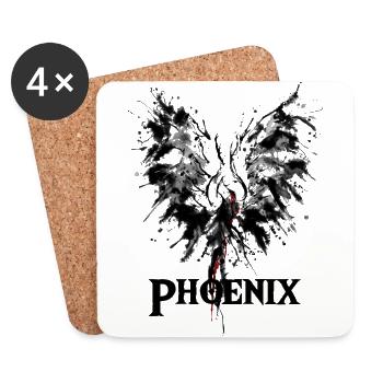 Phoenix aus der Asche Zeichnung Geschenkidee - Untersetzer (4er-Set) - Weiß - Vorne