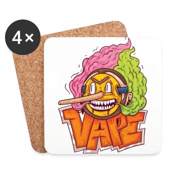 Vape - Mask with Toupé of colorful smoke. - Coasters (set of 4) - white - Front