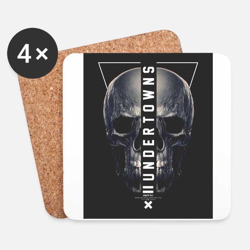SKULL BLACK - Untersetzer (4er-Set) - Weiß