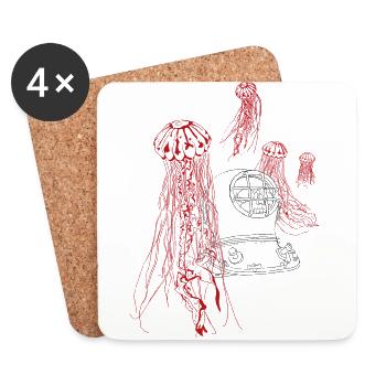 Mute cry from the sea, in black / red - Coasters (set of 4) - white - Front