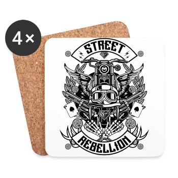 Motorcycle Shirt - Street Rebellion (tri-color) - Coasters (set of 4) - white - Front
