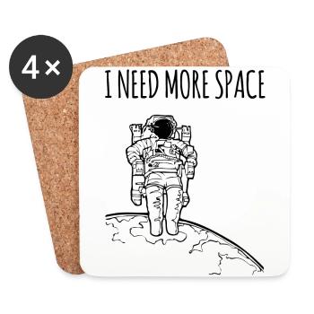 I need more Space / Geschenk Idee - Untersetzer (4er-Set) - Weiß - Vorne