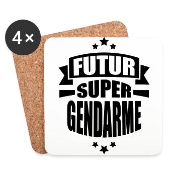futur super gendarme - Dessous de verre (lot de 4) - blanc - Devant