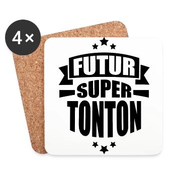annonce grossesse futur super tonton - Dessous de verre (lot de 4) - blanc - Devant