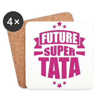 annonce grossesse future super tata - Dessous de verre (lot de 4) - blanc - Devant