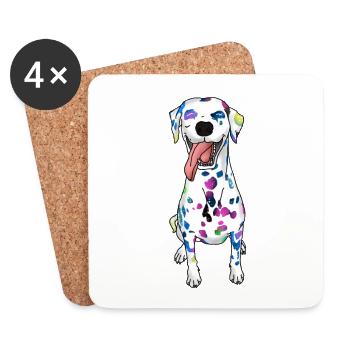amant de chien chemise de chien dalmatien drôle - Dessous de verre (lot de 4) - blanc - Devant
