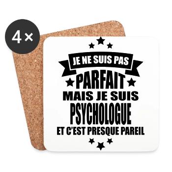 je ne suis pas parfait mais je suis psychologue - Dessous de verre (lot de 4) - blanc - Devant