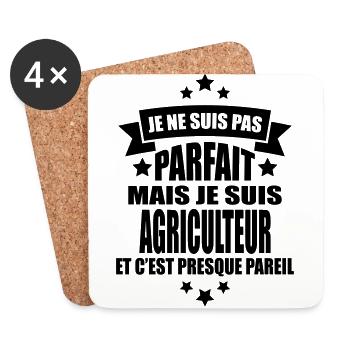 je ne suis pas parfait mais je suis agriculteur - Dessous de verre (lot de 4) - blanc - Devant