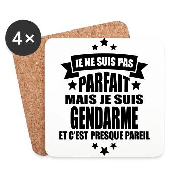 je ne suis pas parfait mais je suis gendarme - Dessous de verre (lot de 4) - blanc - Devant