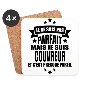 je ne suis pas parfait mais je suis couvreur - Dessous de verre (lot de 4) - blanc - Devant