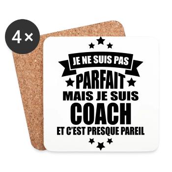 je ne suis pas parfait mais je suis coach - Dessous de verre (lot de 4) - blanc - Devant