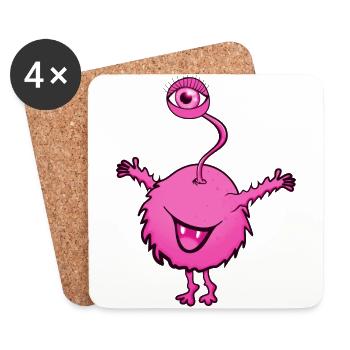 Monstre rose avec un oeil - Dessous de verre (lot de 4) - blanc - Devant