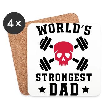 Strongest papa du monde - Dessous de verre (lot de 4) - blanc - Devant