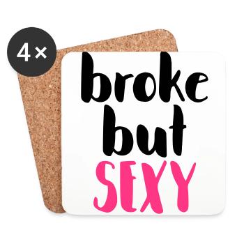 Sexy Pink Font on Black - Coasters (set of 4) - white - Front
