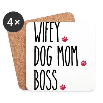 Wifey Dog Mom Boss - Untersetzer (4er-Set) - Weiß - Vorne