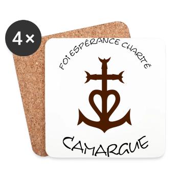 Croix camargue: foi esperance charite - Dessous de verre (lot de 4) - blanc - Devant