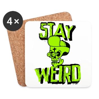 Stay Weird Crazy Gangster Skull Totenkopf Freak - Untersetzer (4er-Set) - Weiß - Vorne