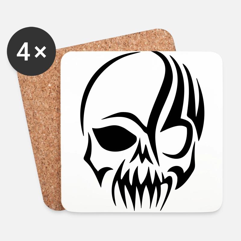 Totenkopf - Untersetzer (4er-Set) - Weiß