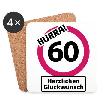 Hurrah 60 Birthday - Congratulations | - Coasters (set of 4) - white - Front