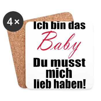 Ich bin das Baby Du musst mich lieb haben Geburt - Untersetzer (4er-Set) - Weiß - Vorne