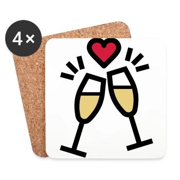 ou mousseux pour la Saint-Valentin - Dessous de verre (lot de 4) - blanc - Devant