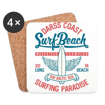 MER BALTIQUE - Cool Darss Surfer Cadeaux Surf Shirts - Dessous de verre (lot de 4) - blanc - Devant