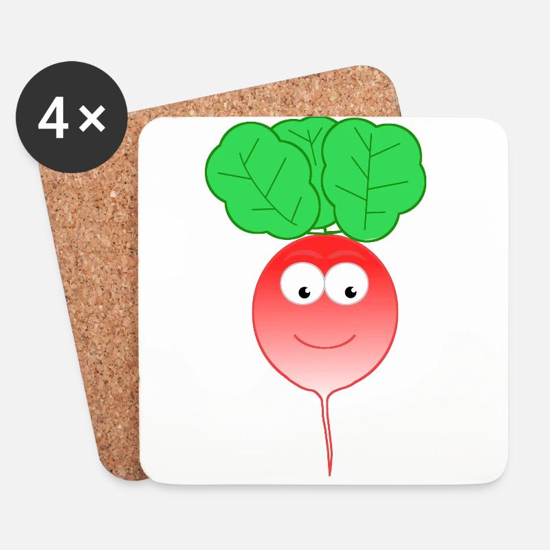 Radieschen Geschenk Geschenkidee Vegan Sport - Untersetzer (4er-Set) - Weiß
