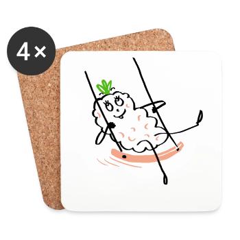 sushi sur une balançoire, no sushi no life - Dessous de verre (lot de 4) - blanc - Devant