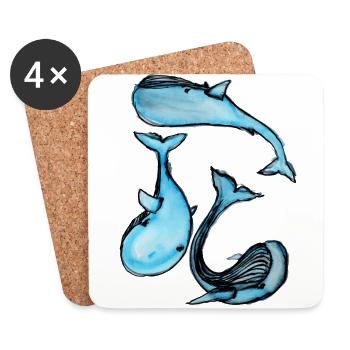 whale - Coasters (set of 4) - white - Front
