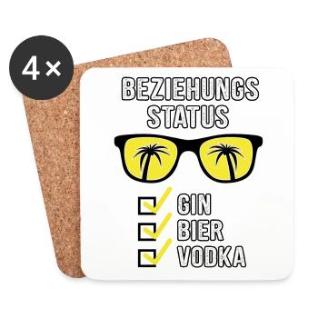 Mallorca Shirt Relationship Status Gin Beer Vodka - Coasters (set of 4) - white - Front