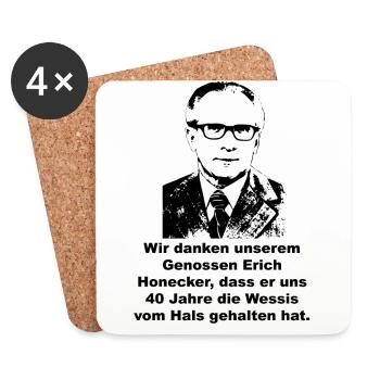 DDR Ossi Honecker saying funny Wessi saying - Coasters (set of 4) - white - Front
