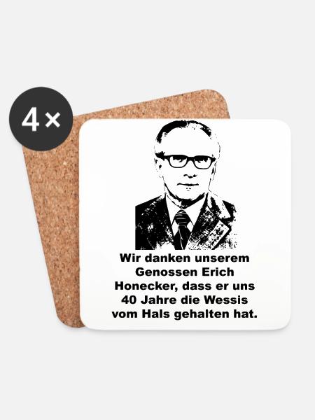 DDR Ossi Honecker Spruch lustig Wessi Spruch - Untersetzer (4er-Set) - Weiß