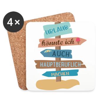 Urlaub - Untersetzer (4er-Set) - Weiß - Vorne