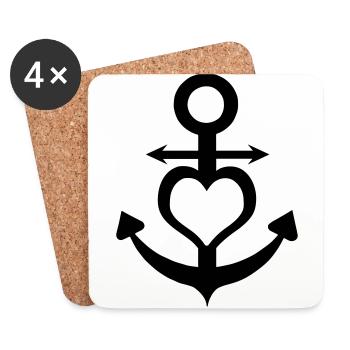 Anchor Heart / Love & Hope 1c - Coasters (set of 4) - white - Front