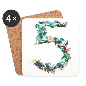 5th birthday Dino confetti shirt hey kids !!! - Coasters (set of 4) - white - Front
