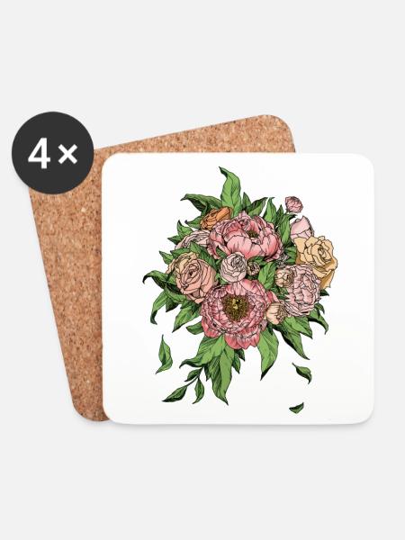 Flowers are the smile of the earth. Ralph Waldo Emer - Coasters (set of 4) - white
