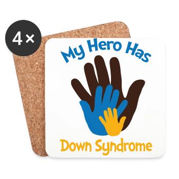 My Hero Has Down Syndrome - Coasters (set of 4) - white - Front