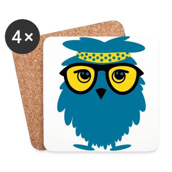 wise owl - Dessous de verre (lot de 4) - blanc - Devant