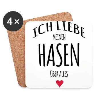 Ich liebe Hasen Häschen Geschenke - Untersetzer (4er-Set) - Weiß - Vorne