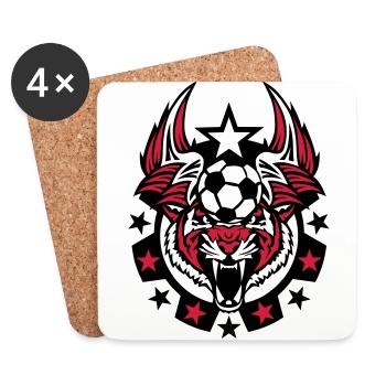 foot tigre logo sport ballon 1 - Dessous de verre (lot de 4) - blanc - Devant