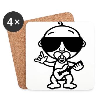 Cool Rock Baby (SW) - Untersetzer (4er-Set) - Weiß - Vorne