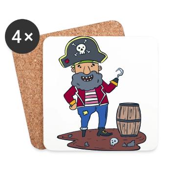 Pirat Räuber Rum - Untersetzer (4er-Set) - Weiß - Vorne