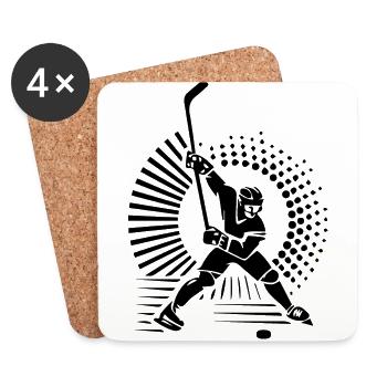 Hockey sur glace - Dessous de verre (lot de 4) - blanc - Devant