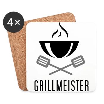Grillmeister Grill Grillen Grillkönig Grillsaison - Untersetzer (4er-Set) - Weiß - Vorne