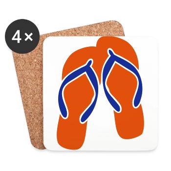 pair tongue tong flip flop summer 1 - Coasters (set of 4) - white - Front