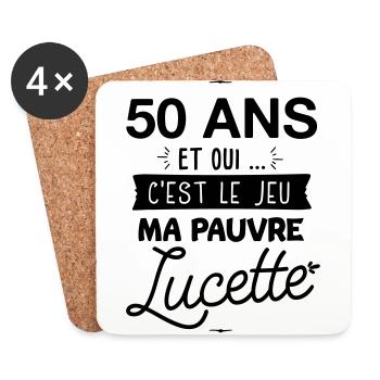 50 ans c'est le jeu ma pauvre Lucette - Dessous de verre (lot de 4) - blanc - Devant