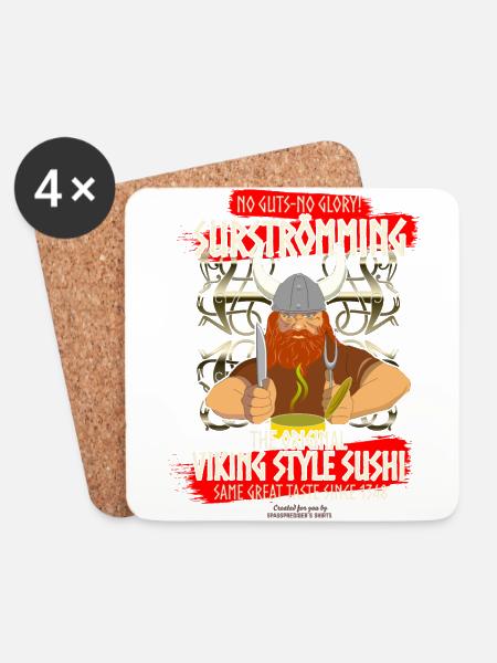 Surströmming Challenge Viking Sushi T-Shirt - Glasbrikker (sæt med 4 stk.) - hvid