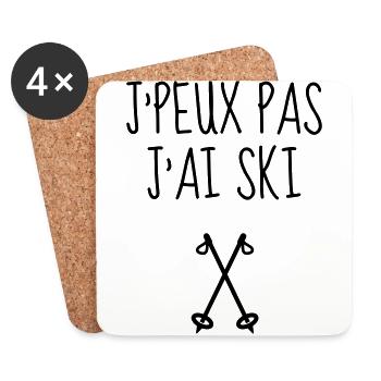 Skifahren Skifahrer Sport Ski Spieler - Untersetzer (4er-Set) - Weiß - Vorne